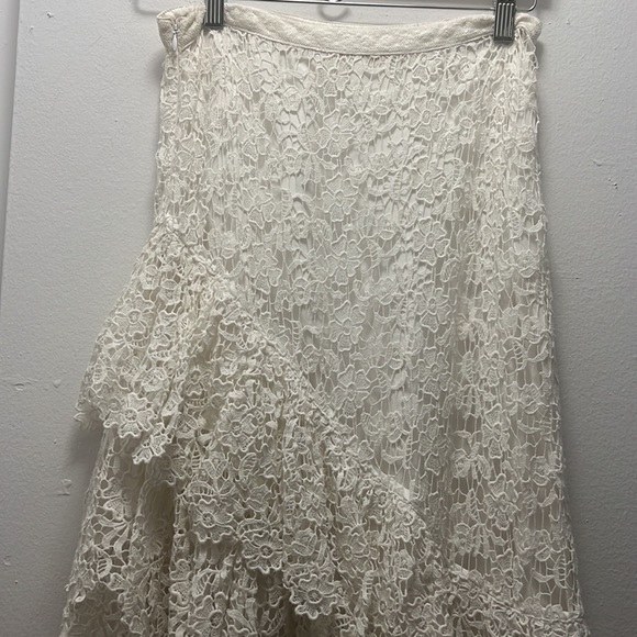 Loveshackfancy cream lace asymmetrical long skirt - Picture 3 of 6
